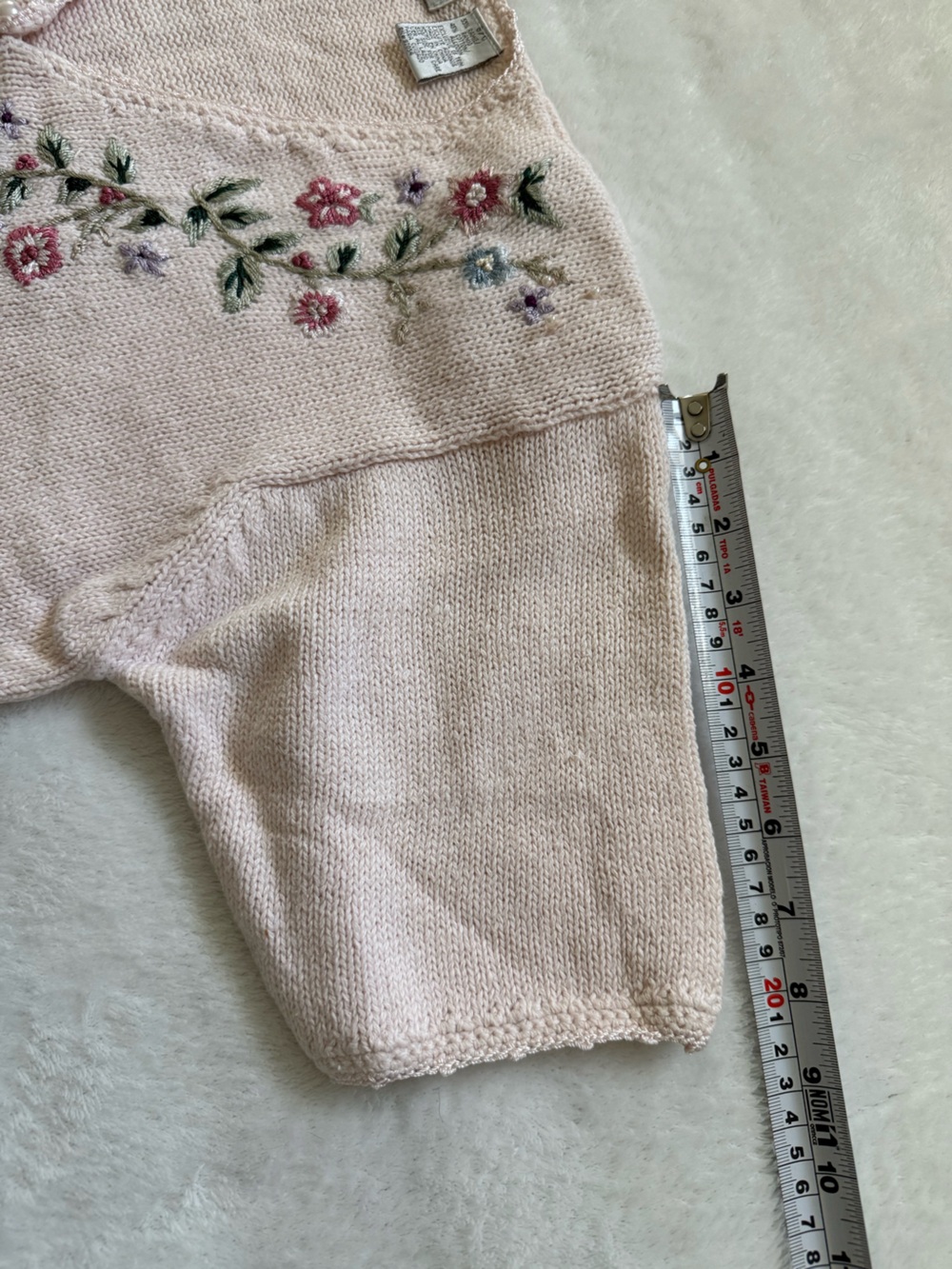 Carolyn Taylor Cottagecore Floral Embroidered Pearl Button Cardigan Sweater M - Picture 8 of 9